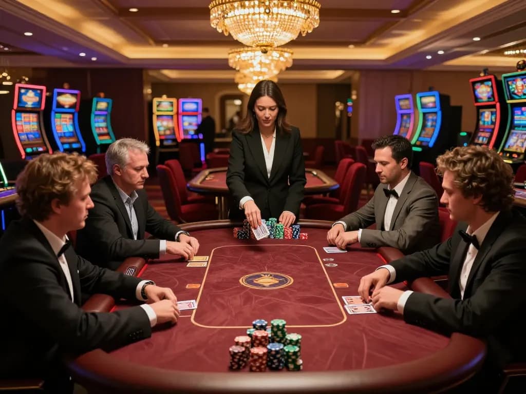 Engage with the link ok365 at a luxurious casino poker table during an intense game