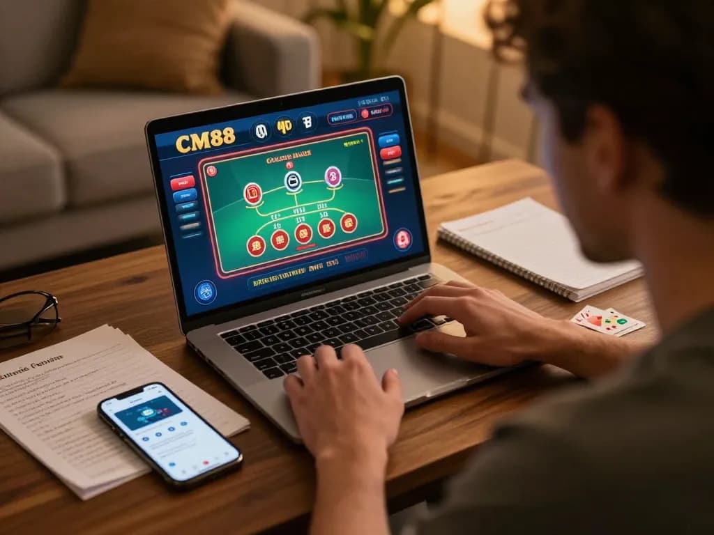 Intensely focusing on blackjack strategy at CM88 online casino game.