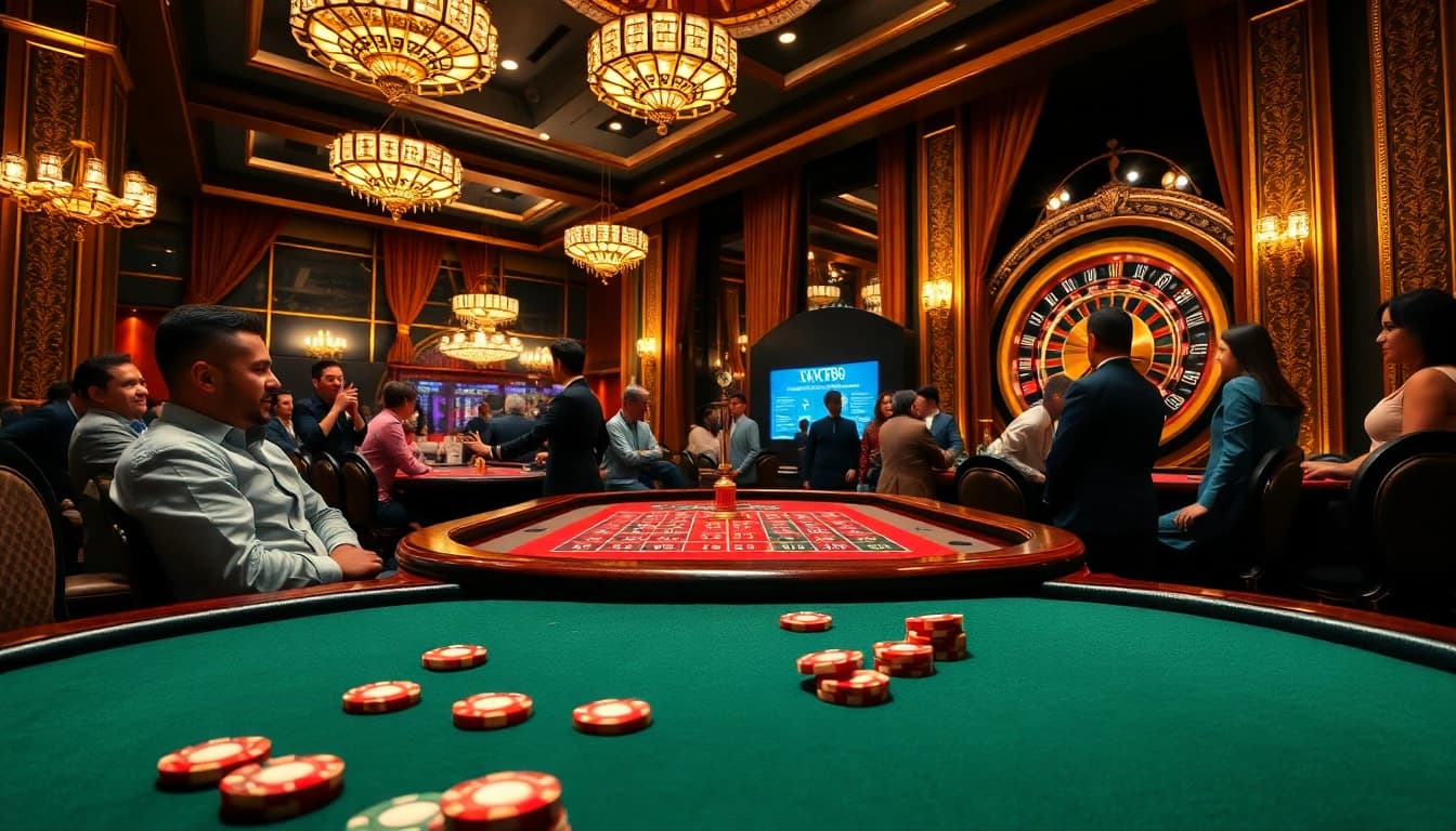 Players enjoying Baccarat at XX88's luxurious casino atmosphere with exciting gameplay.