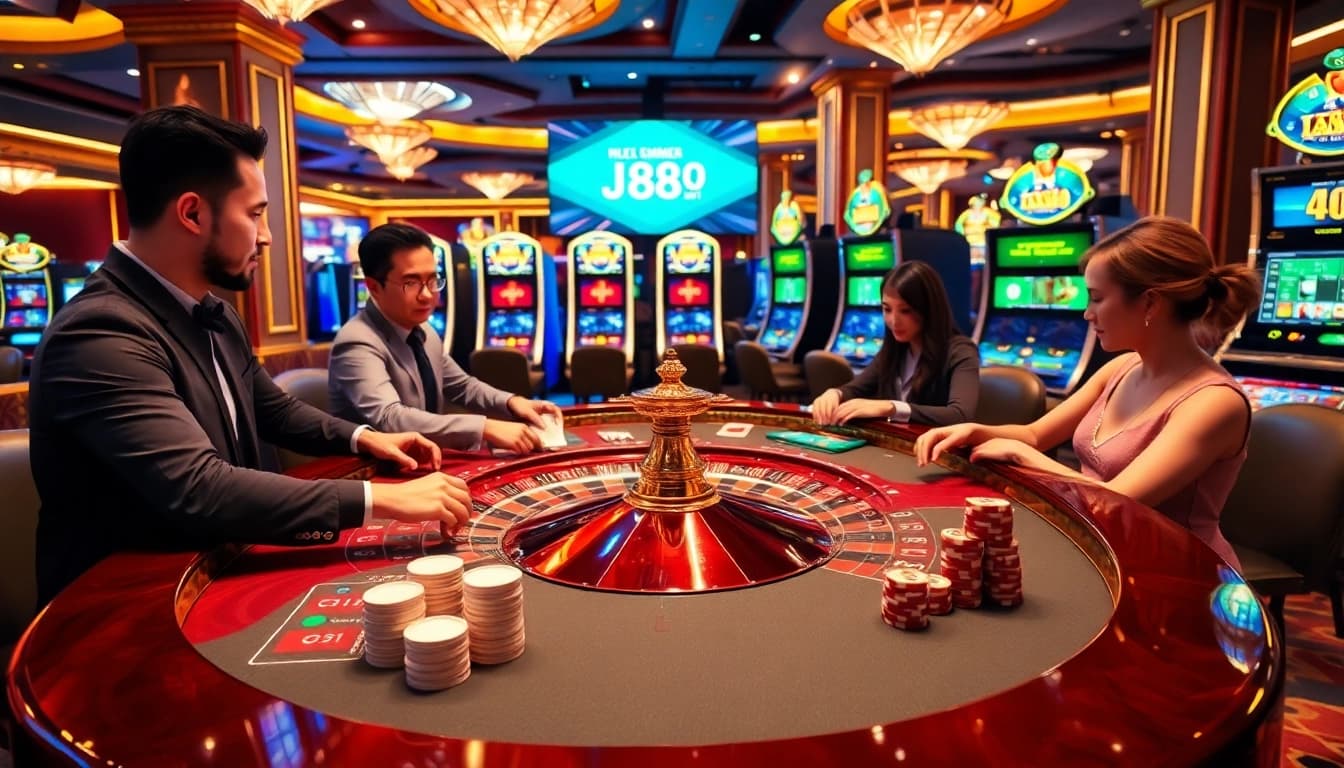Experience thrilling gameplay at https://j88jo.net/ with vibrant casino tables and engaging players.