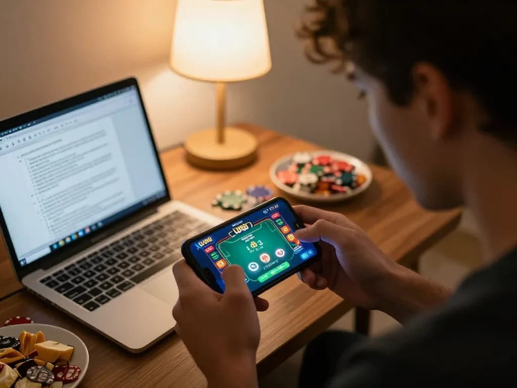 Engaged player using the uu88com casino app for a thrilling online gaming experience.