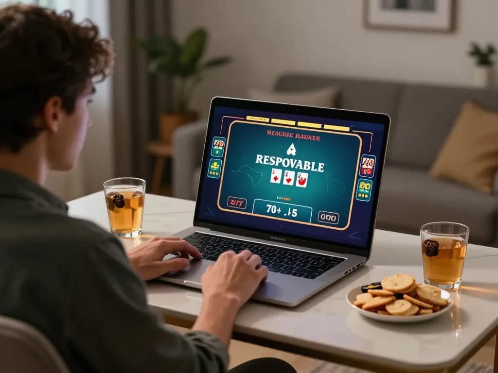 An engaged player enjoying live dealer blackjack at home on vipwin777 gaming platform.