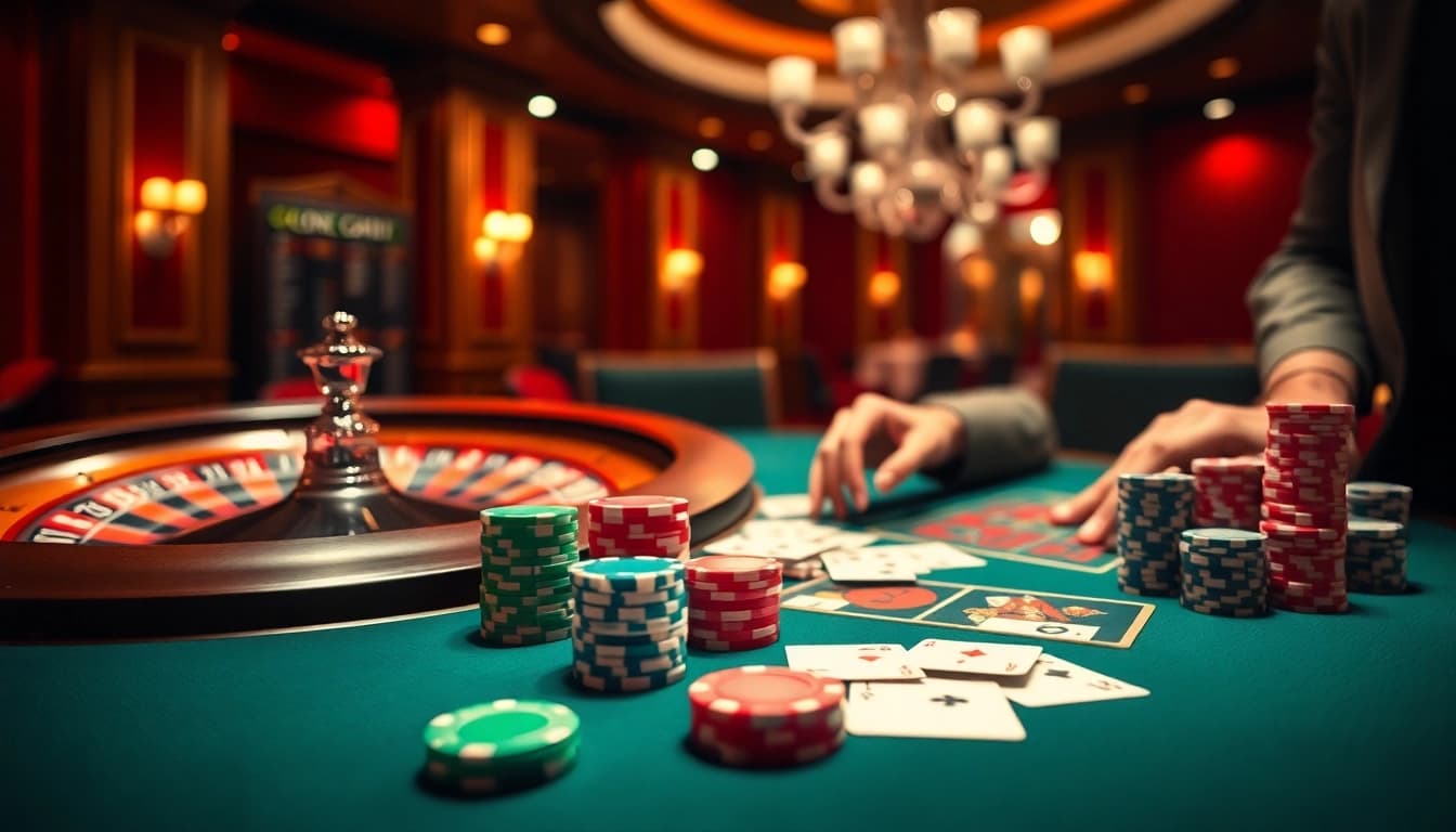 Experience the thrill of betting at https://gg88.black/ with a luxurious casino setup featuring roulette and poker.