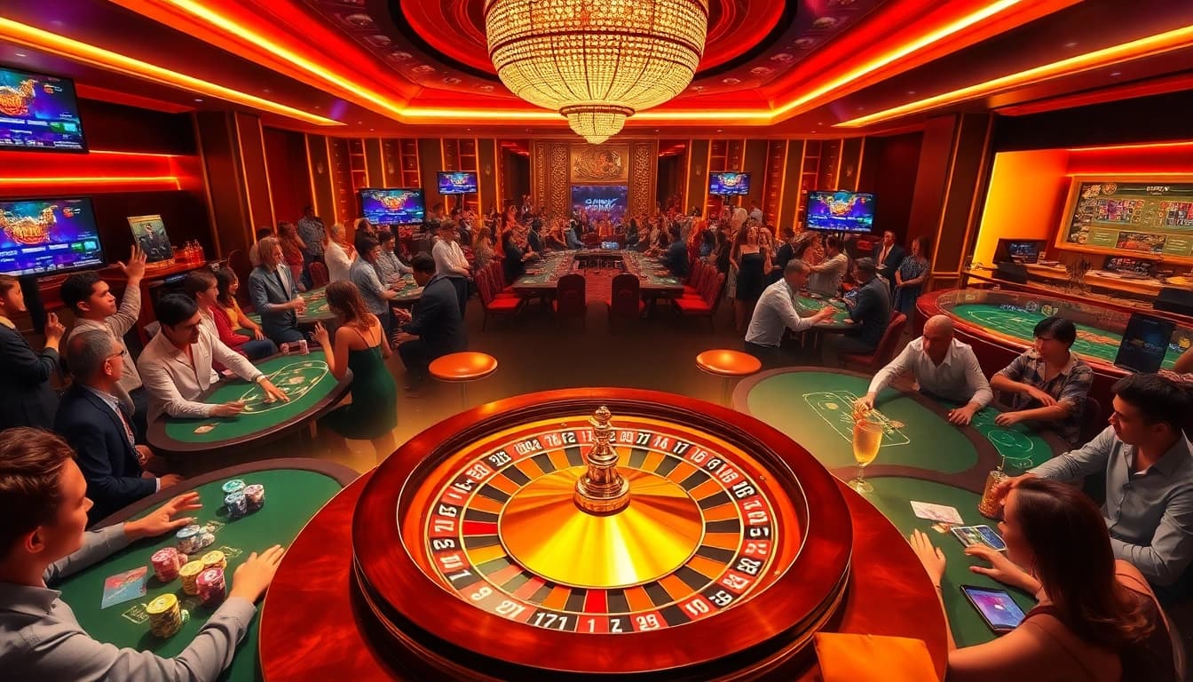 Players winning big at 78Win casino with roulette, poker, and vibrant betting action.