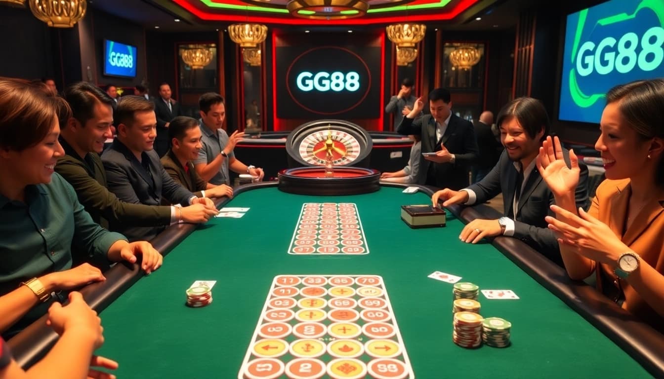 Experience excitement at the GG88 poker table with vibrant gameplay and luxury elements.
