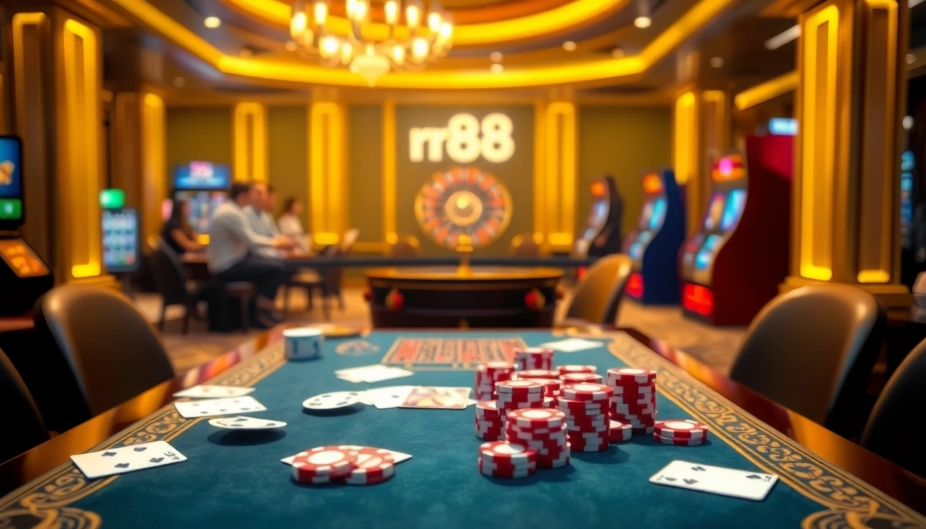 Engage in thrilling online gambling with đăng ký rr88 at a luxurious casino setting.