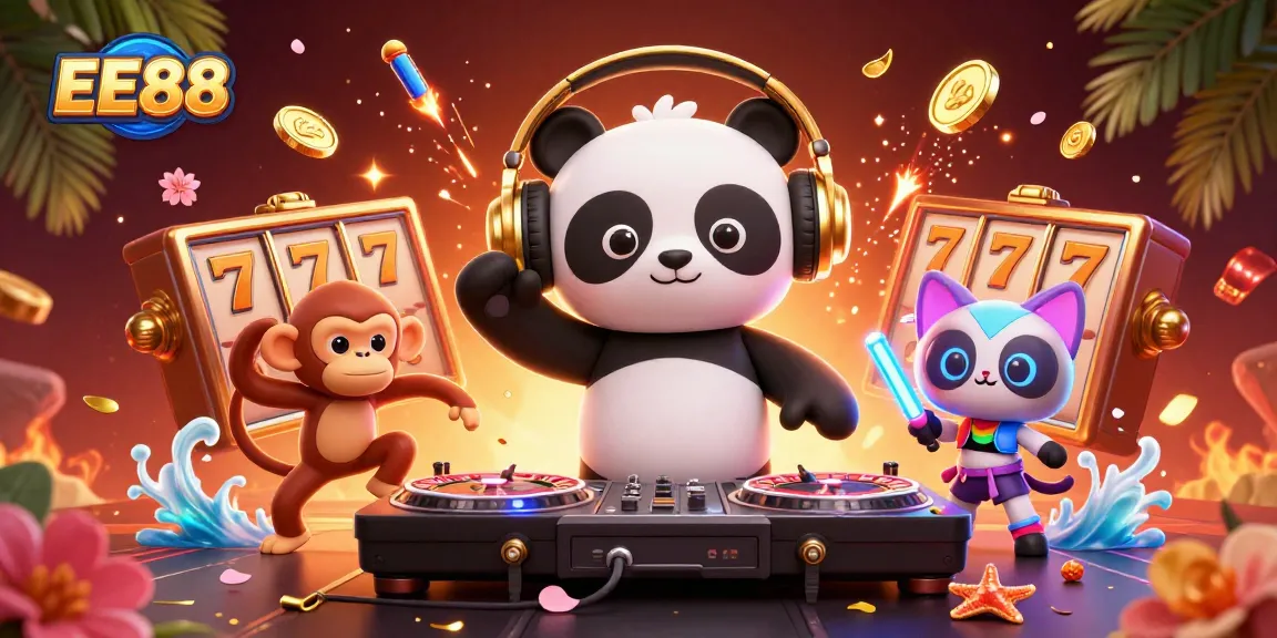 Experience exhilarating gameplay at EE88 with vibrant characters celebrating casino fun.