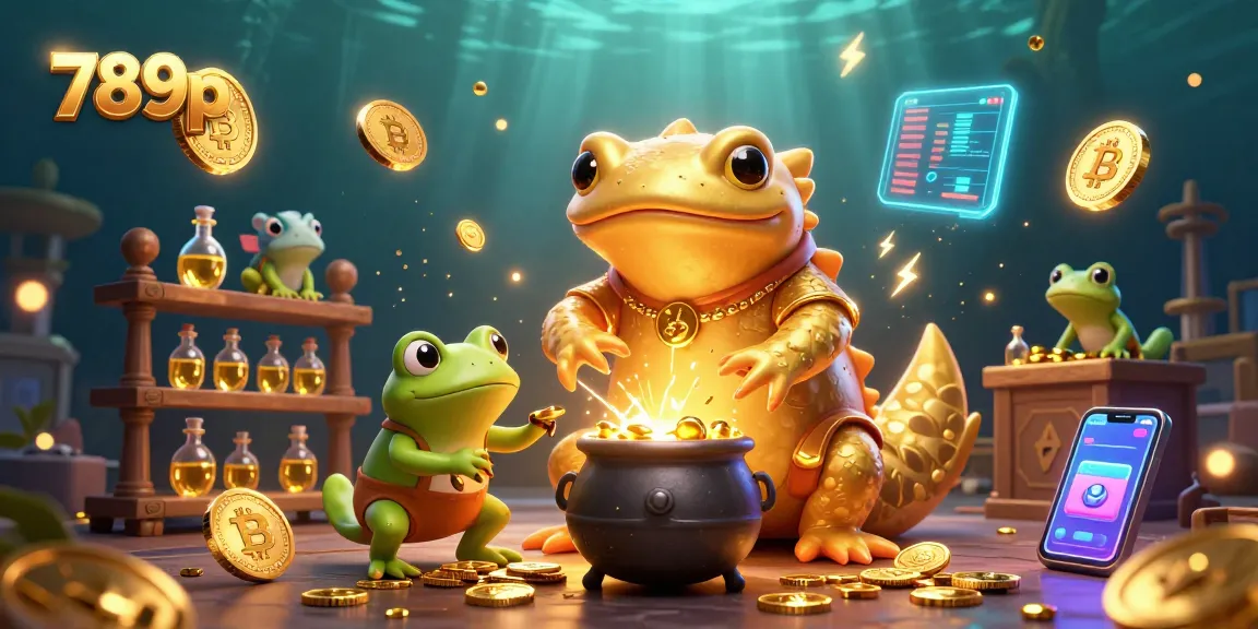 Transform your gameplay with 789p's golden alchemist and vibrant crypto gems in this dynamic casino scene.