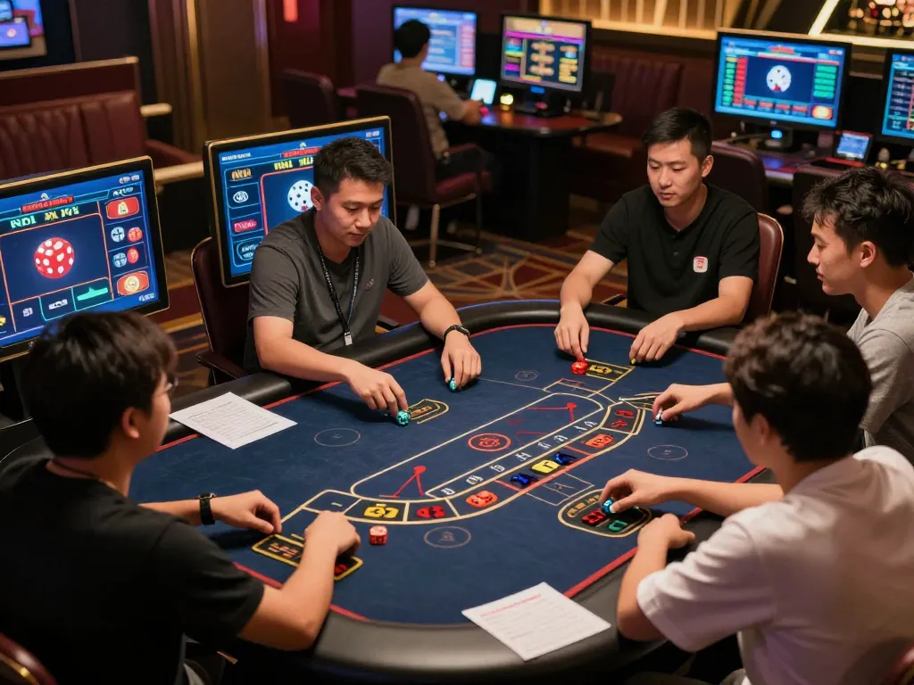 Tài Xỉu players strategizing bets in a dynamic online gaming environment.