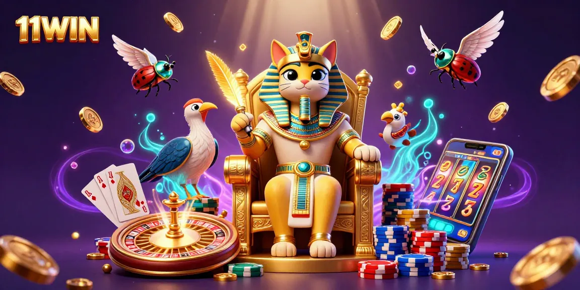 Experience the thrilling world of 11WIN with lavish casino visuals and vibrant gaming elements.
