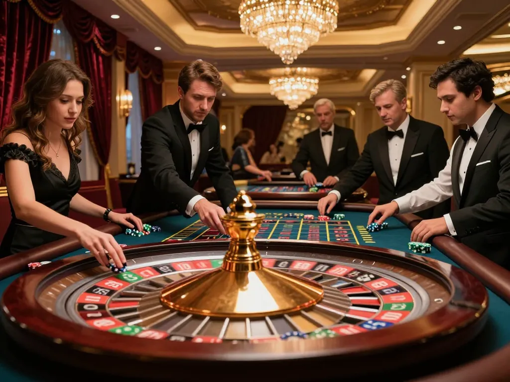 Players at a CM88 roulette table experiencing the thrill of a live game in an upscale casino.