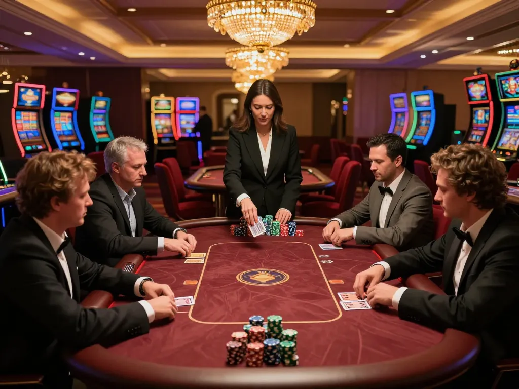 Engage with the link ok365 at a luxurious casino poker table during an intense game