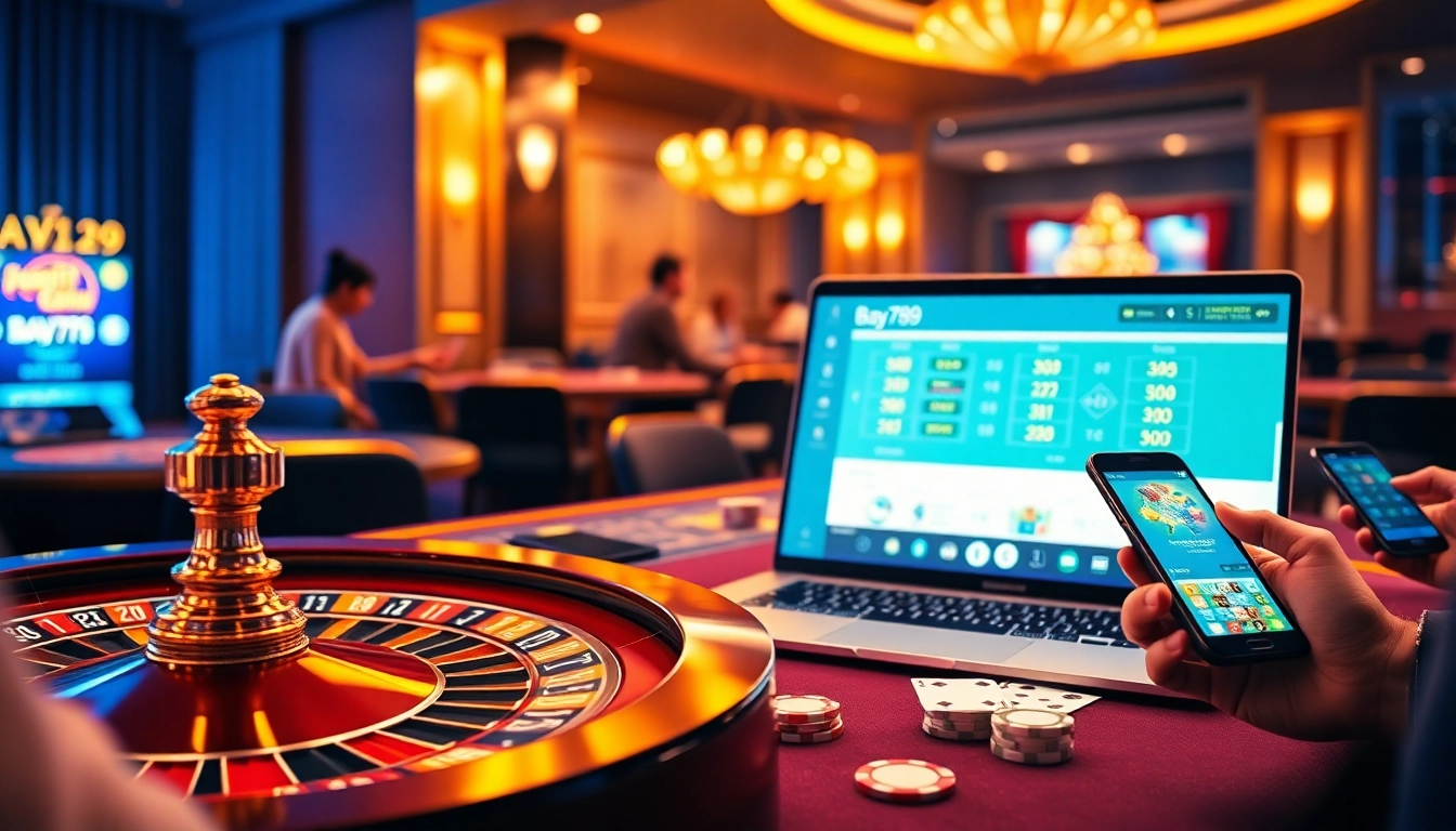 Experience thrilling gameplay at Bay789 with vibrant casino tables and engaging online gambling activities.