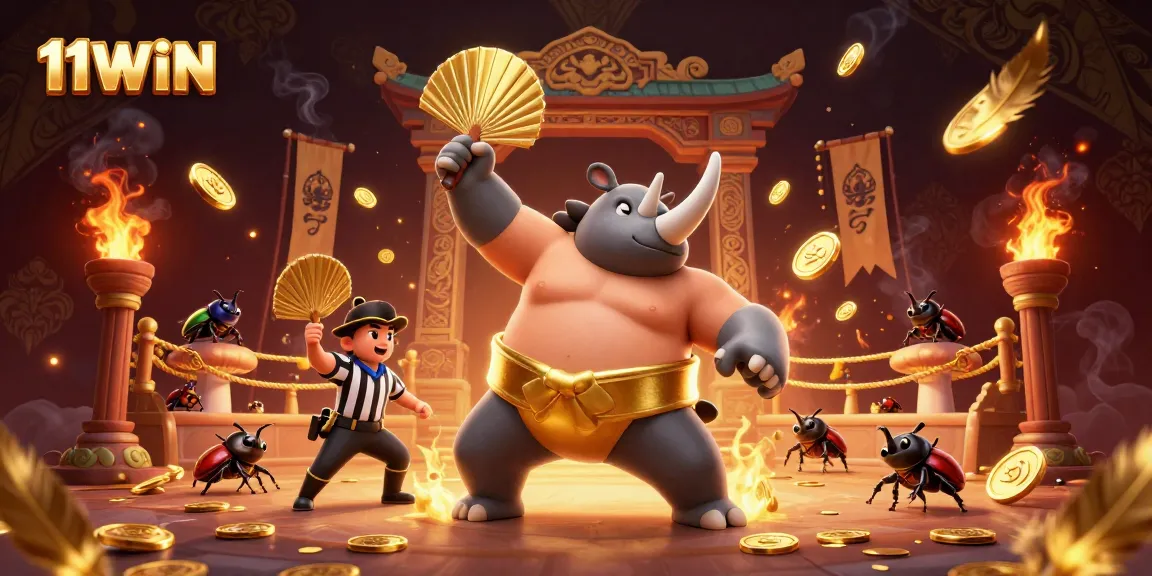 Experience thrilling gameplay with 11WIN as a golden beetle champion stomps casino coins!