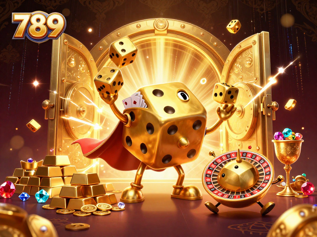 Experience thrilling gaming at 789 with vivid golden dice and rich casino elements.