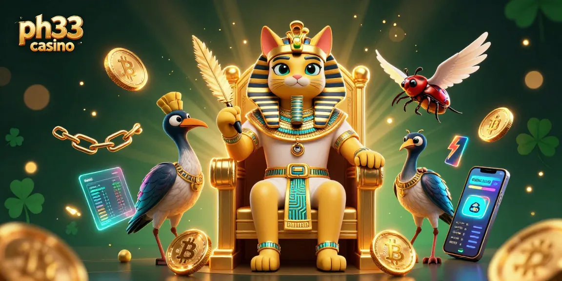 Experience the excitement of ph33 casino with this vibrant 3D scene featuring iconic characters and gaming elements.