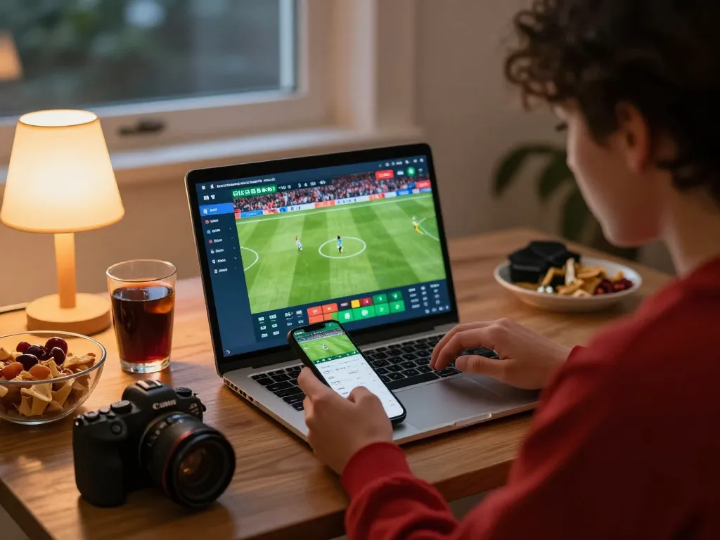Engaging live football streaming experience for xem bóng đá trực tiếp with interactive betting on smartphone, showcasing sports atmosphere.