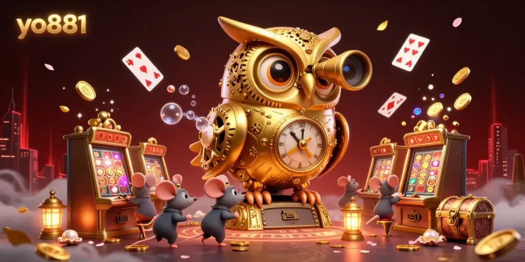 Experience the thrill of yo881 casino with enchanting characters in a vibrant, immersive scene.