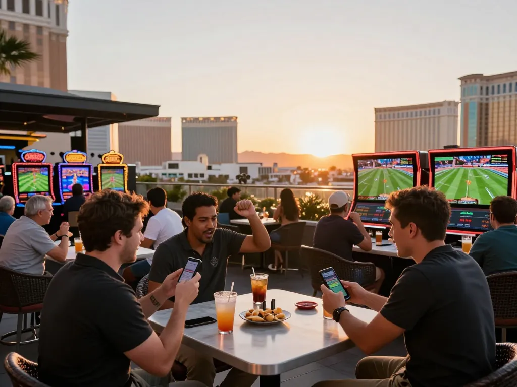 Experience the excitement of QQ88 movie's sports betting on a vibrant casino terrace.