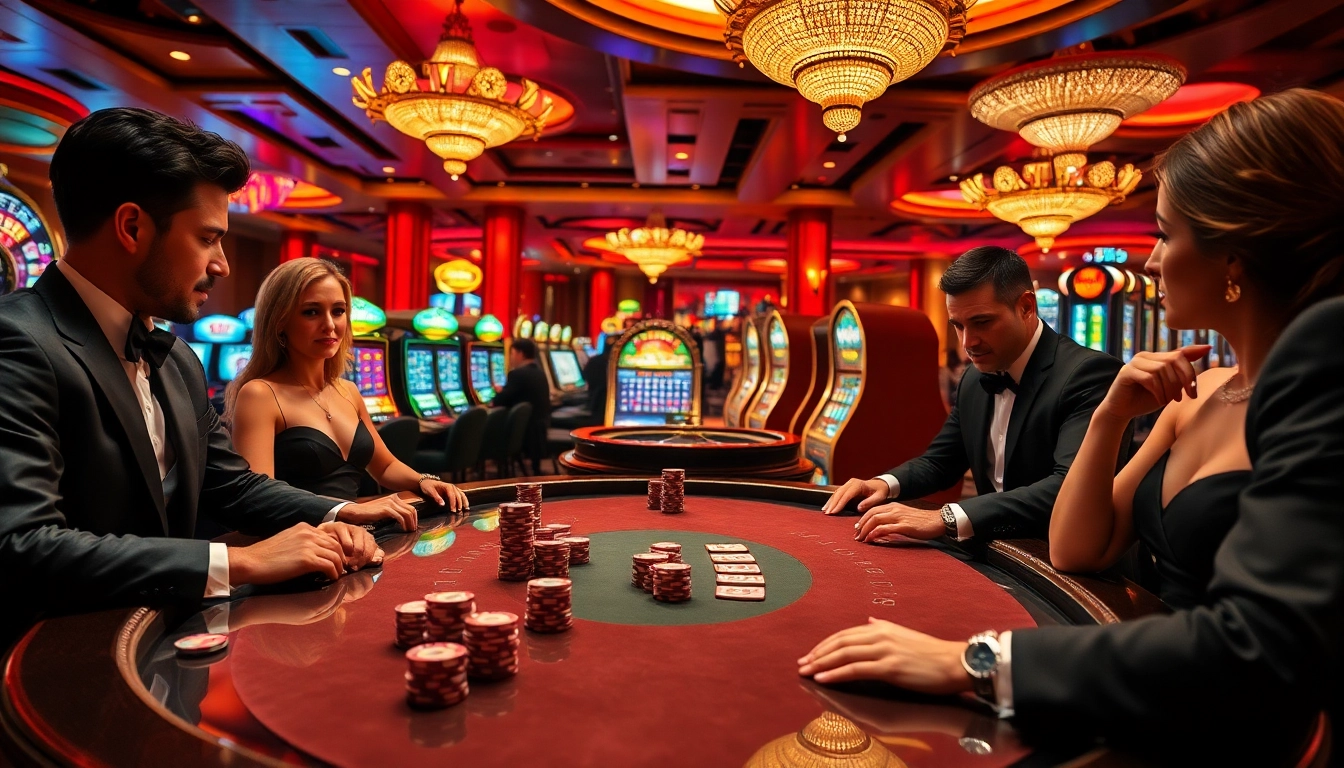 Experience the excitement of poker at Okwintv's luxurious casino with vibrant games and elegant players.