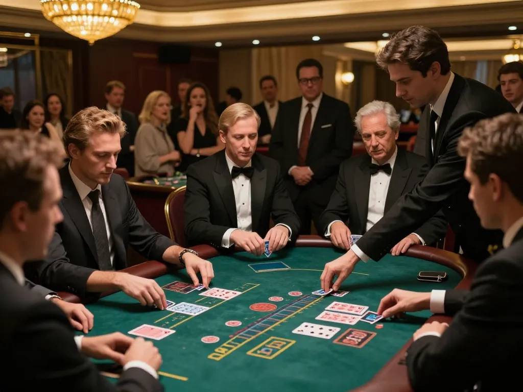 Players enjoying a thrilling blackjack game at xo88 casino, showcasing high-stakes action and luxury ambiance.