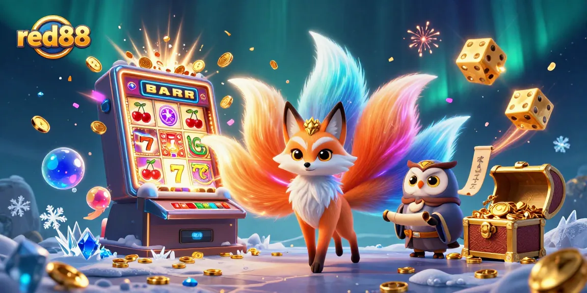 Spin the reels at red88 with a vibrant scene of excitement and jackpot wins