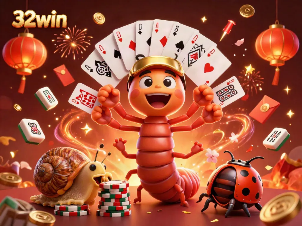 Experience the excitement of 32win with a dynamic casino scene featuring a unique millipede dealer.