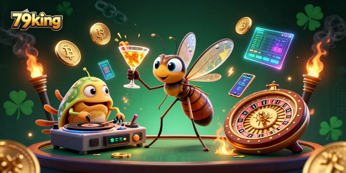Join 79king's thrilling casino experience with vibrant characters and crypto elements.