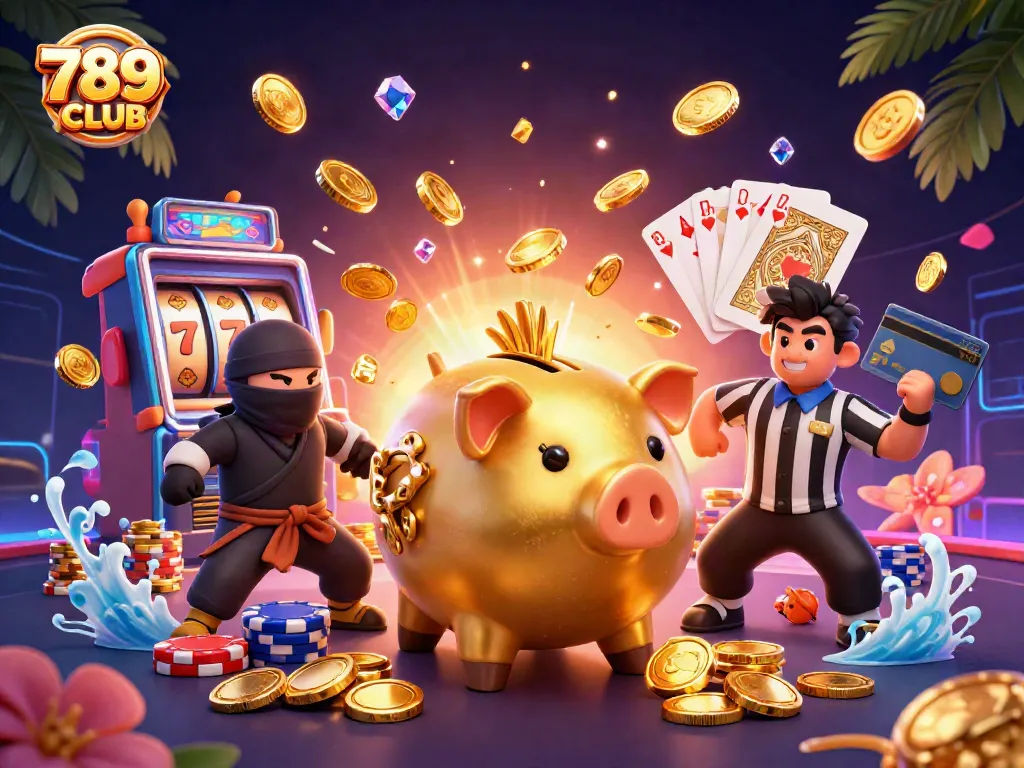 Experience thrilling gameplay at 789CLUB with a vibrant casino scene featuring dynamic characters and exciting elements.