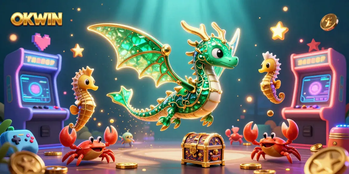 Experience the vibrant world of OKWIN with engaging gaming visuals and dynamic casino elements.