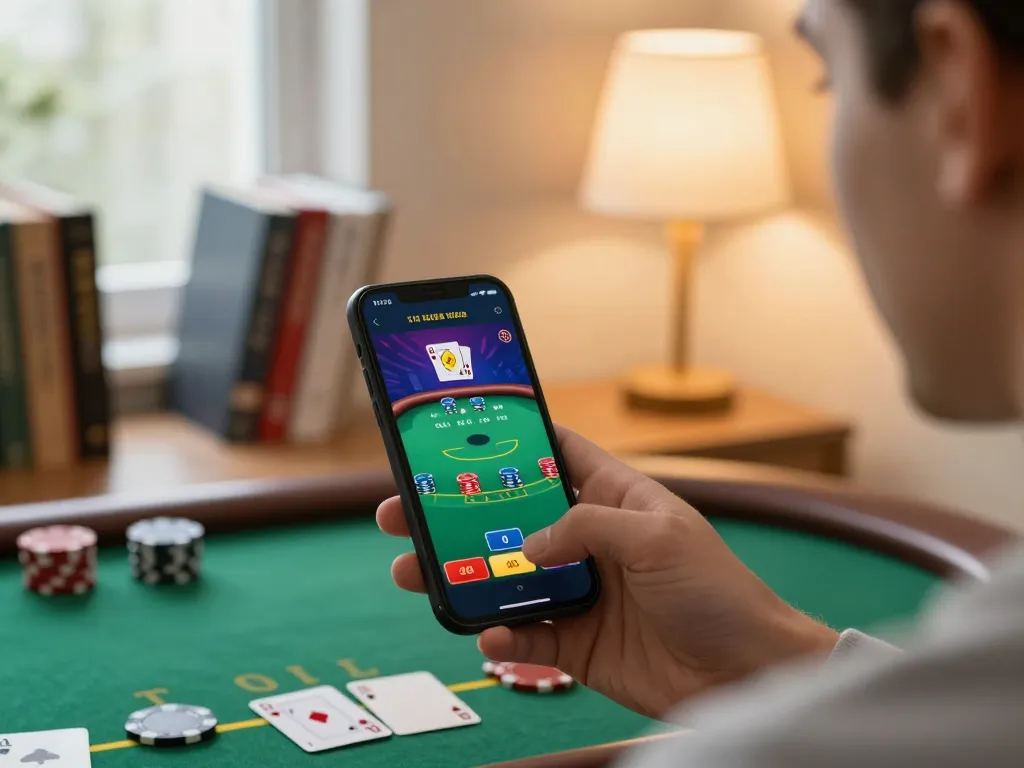 Player enjoying interactive live dealer blackjack on 789clubb mobile app at home