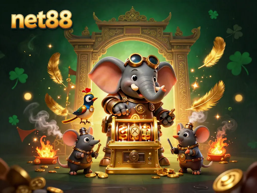 Engage in thrilling gameplay with net88's dynamic online slots featuring a charming steampunk elephant.