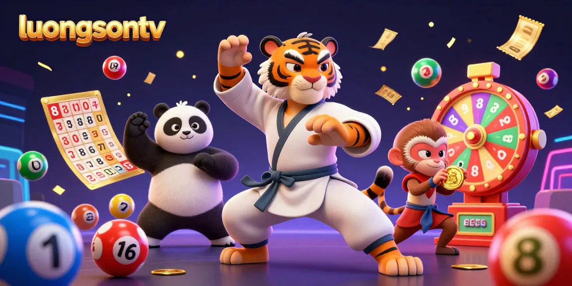 Experience the excitement of luongsontv with vibrant lottery elements and 3D characters.