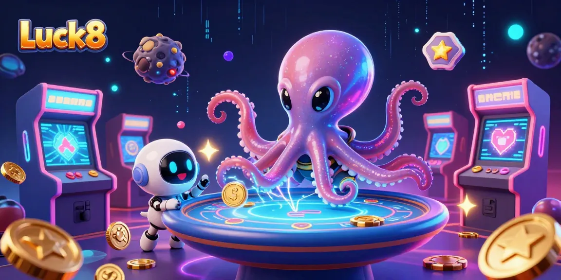 Luck8 offers an engaging gaming experience with a vibrant alien-themed poker scene and interactive elements.