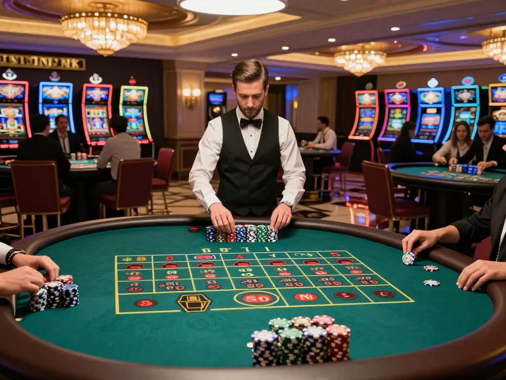 Experience the thrill of betting at five88 in a lively casino with multiple roulette tables.