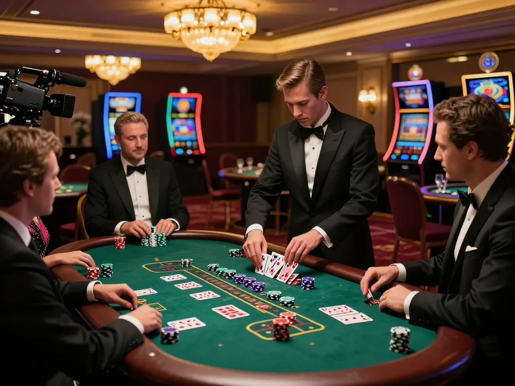 High-stakes blackjack game at five88 casino with elegant players and warm lighting