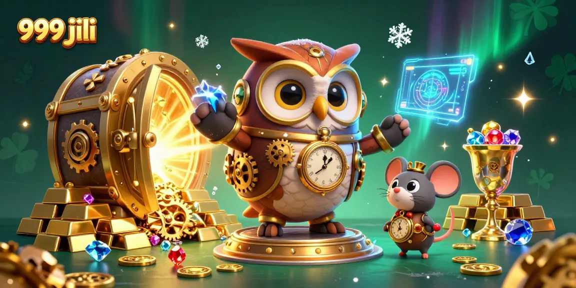 Play exciting games with 999 jili at this vibrant casino-themed treasure scene.
