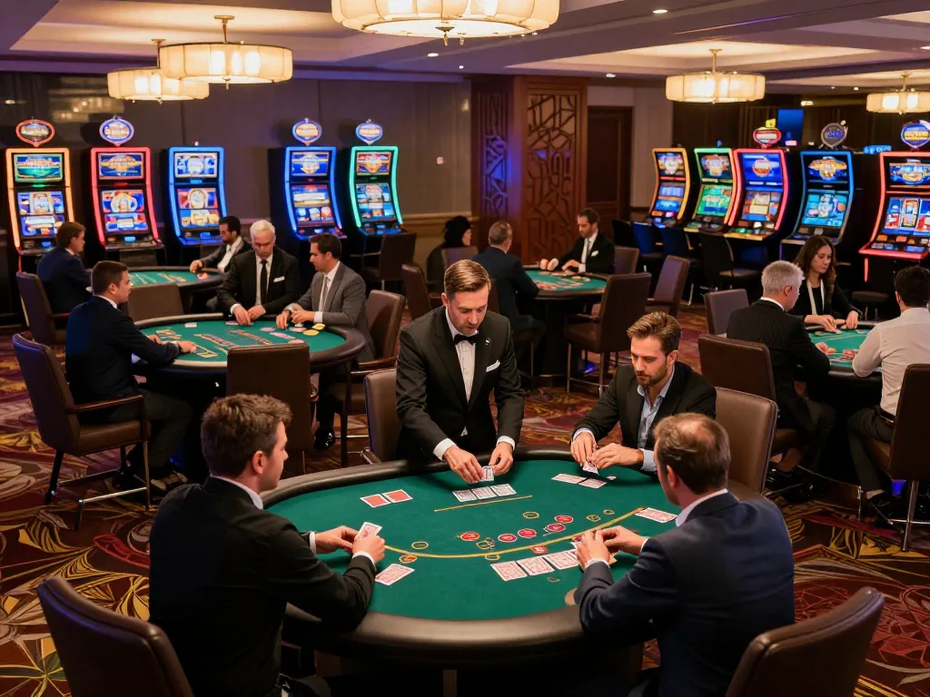 Players enjoying blackjack strategy at TG88, highlighted by elegant decor and dynamic gameplay.