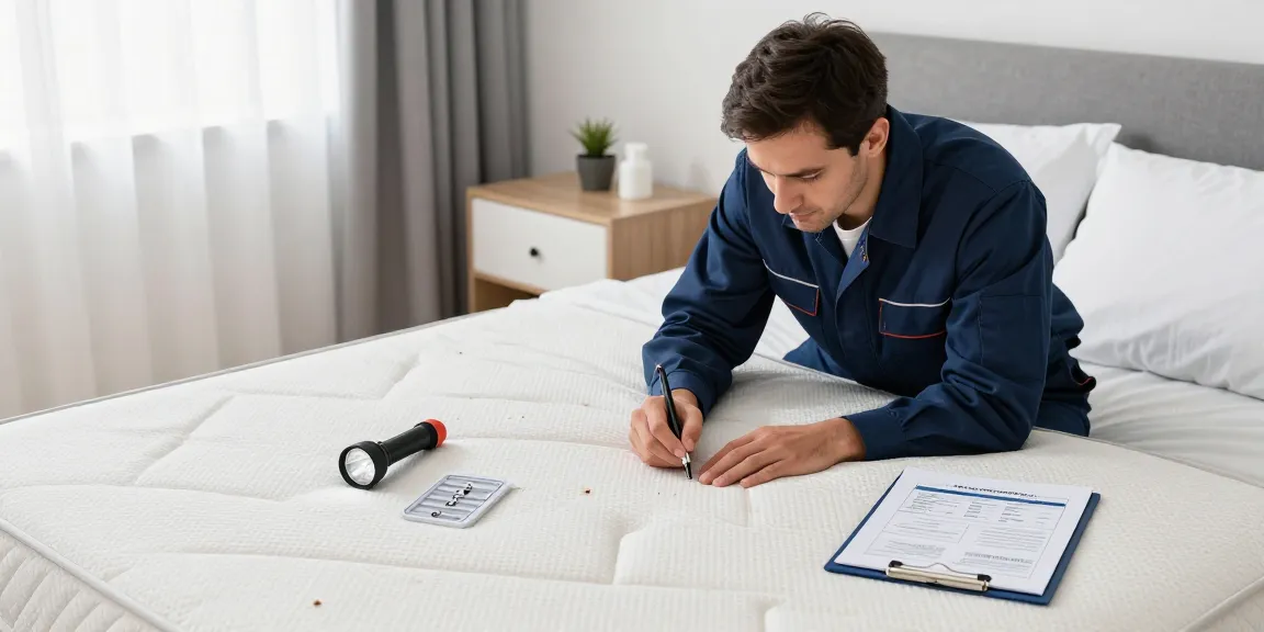 Bed bug treatment inspection in a clean bedroom ensuring effective pest control solutions.