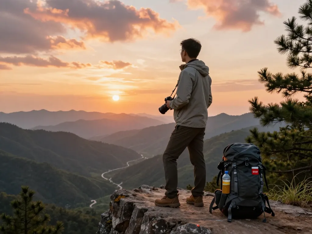 Traveler experiencing the breathtaking sunset view at Fly88 adventure spot.