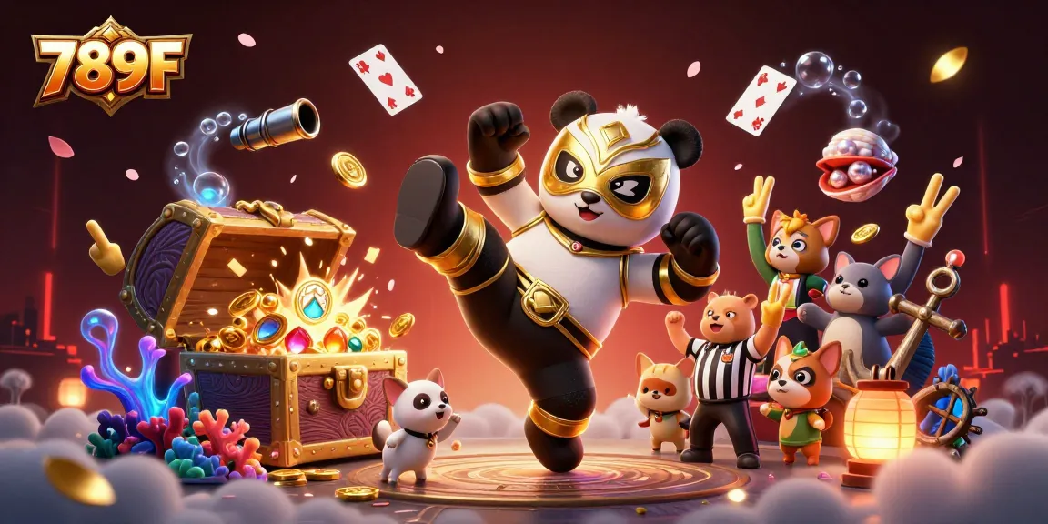 Engage with thrilling gameplay at 789F with cartoon characters and vibrant casino elements in a dynamic scene.