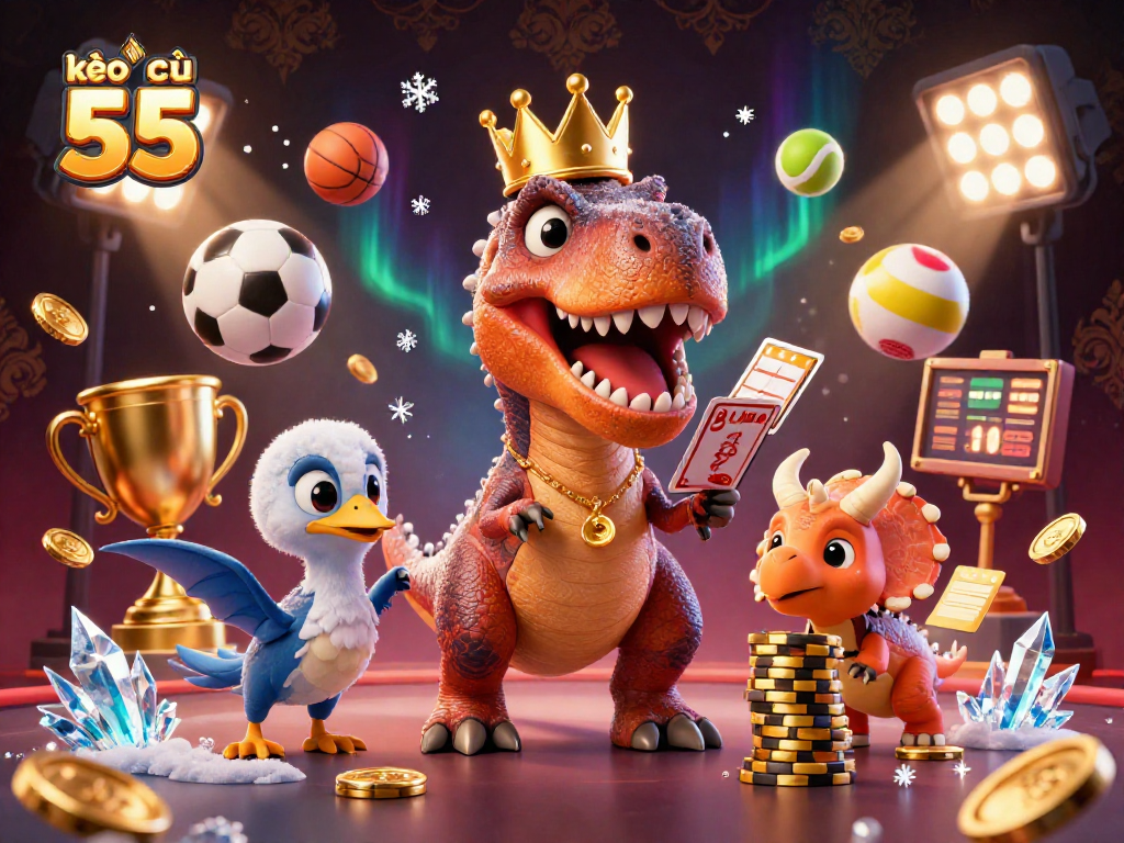 Engage with thrilling sports betting dynamics in this kèo nhà cái 55 3D illustration featuring vibrant characters and elements.