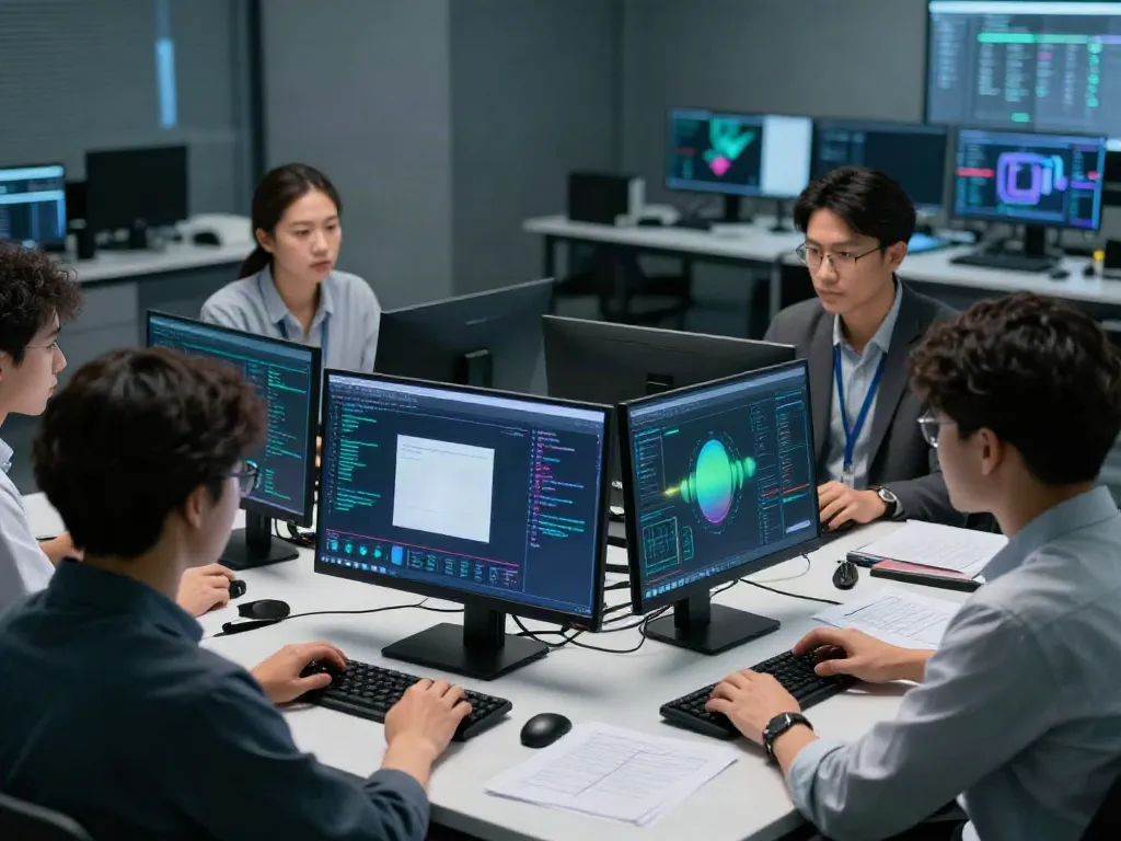 Penetration testing session in a modern cybersecurity lab showcasing advanced vulnerability analysis.