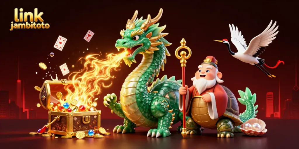 Engage in gaming excitement with link jambitoto featuring a jade dragon and lucky cranes.