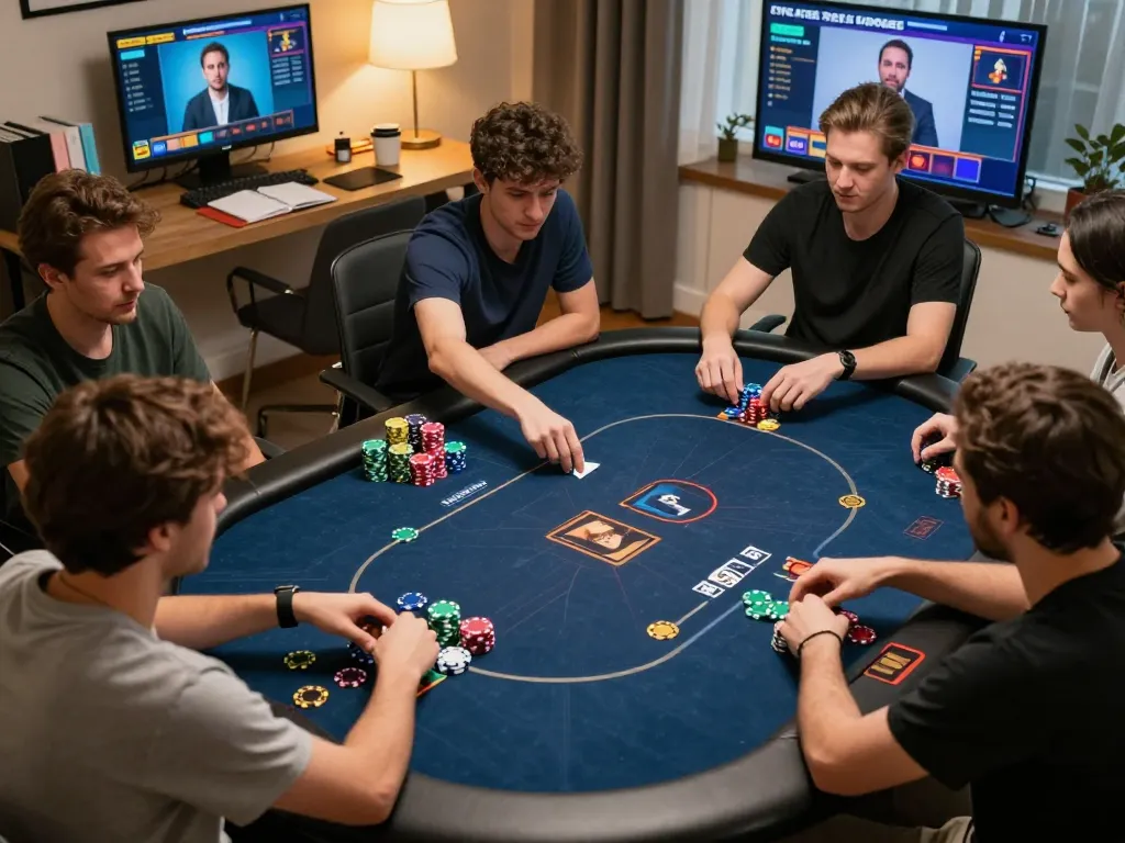 Các người chơi LUCK8 đắm chìm trong gameplay poker trực tuyến chiến lược tại nhà với giao diện số sống động