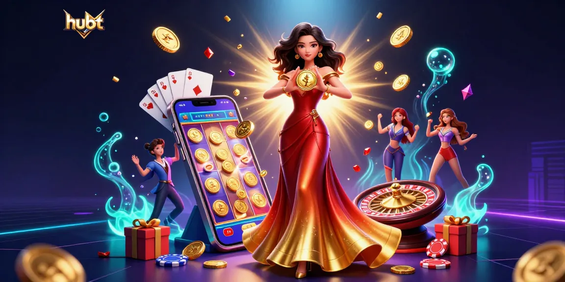 Spin and win at hubet with dynamic casino elements in a vibrant 3D illustration.
