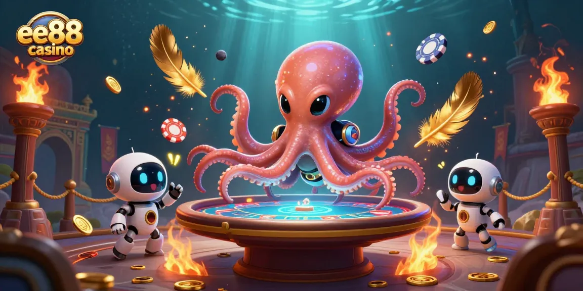 Engage in thrilling games at ee88 casino with dynamic holographic poker tables and vibrant characters.