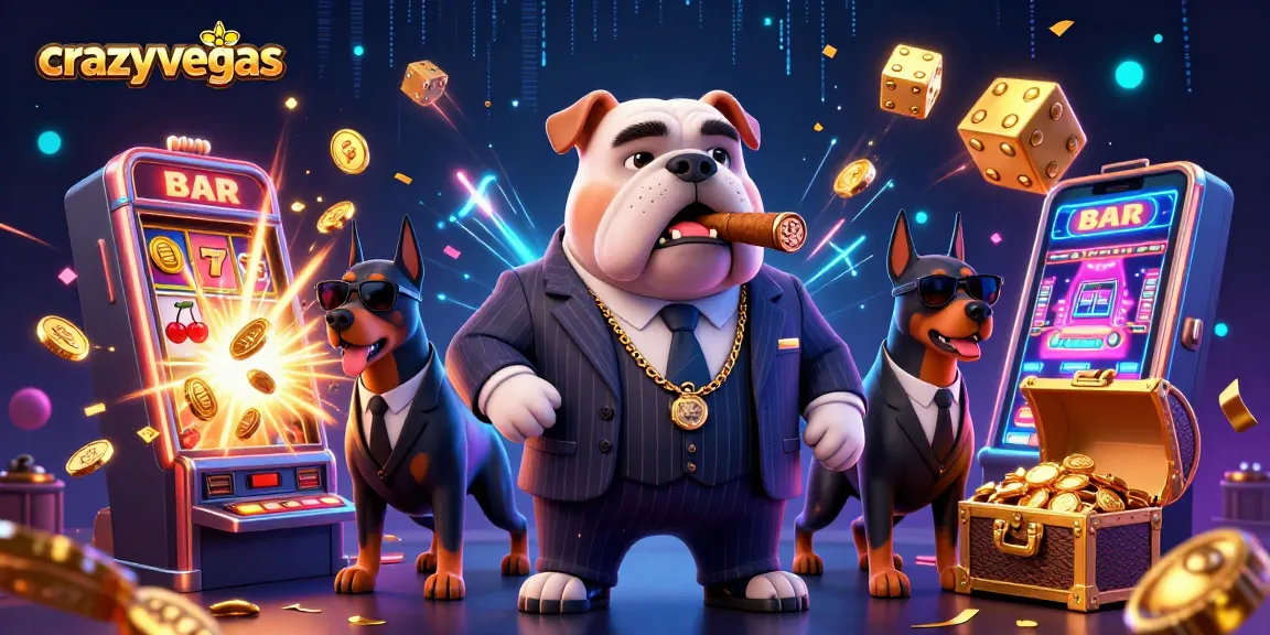 Crazyvegas showcases a vibrant 3D mafia-style casino scene with high-stakes gaming elements.