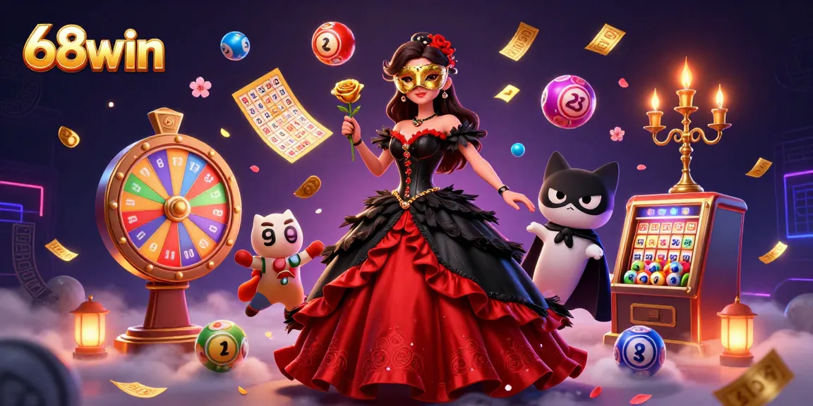Experience the excitement of 68win with vibrant lottery elements and a stunning casino atmosphere.