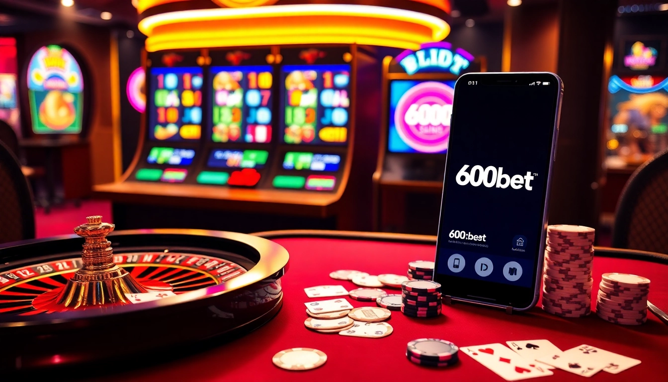Experience the thrill of gambling at 600bet with a vibrant casino scene, roulette, and poker.